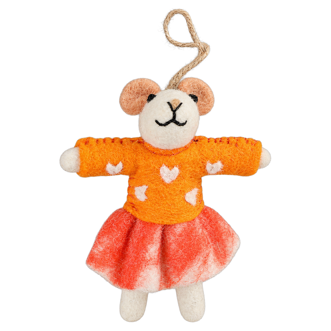 Ballet Mouse, felt hanging ornament with a hanging loop