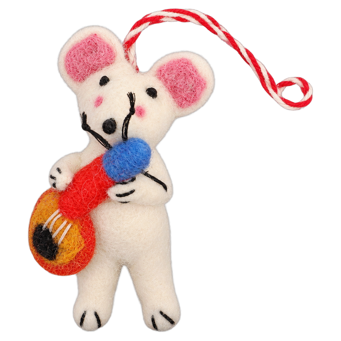 Band Mouse, felt hanging ornament with a hanging loop