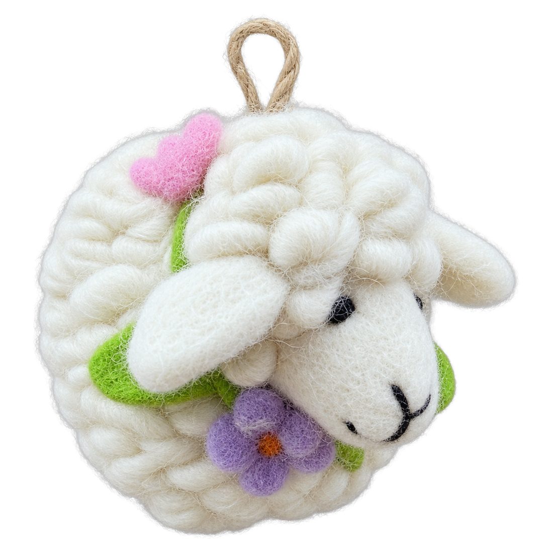 Big Bella Sheep, felt bag charm with a hanging loop