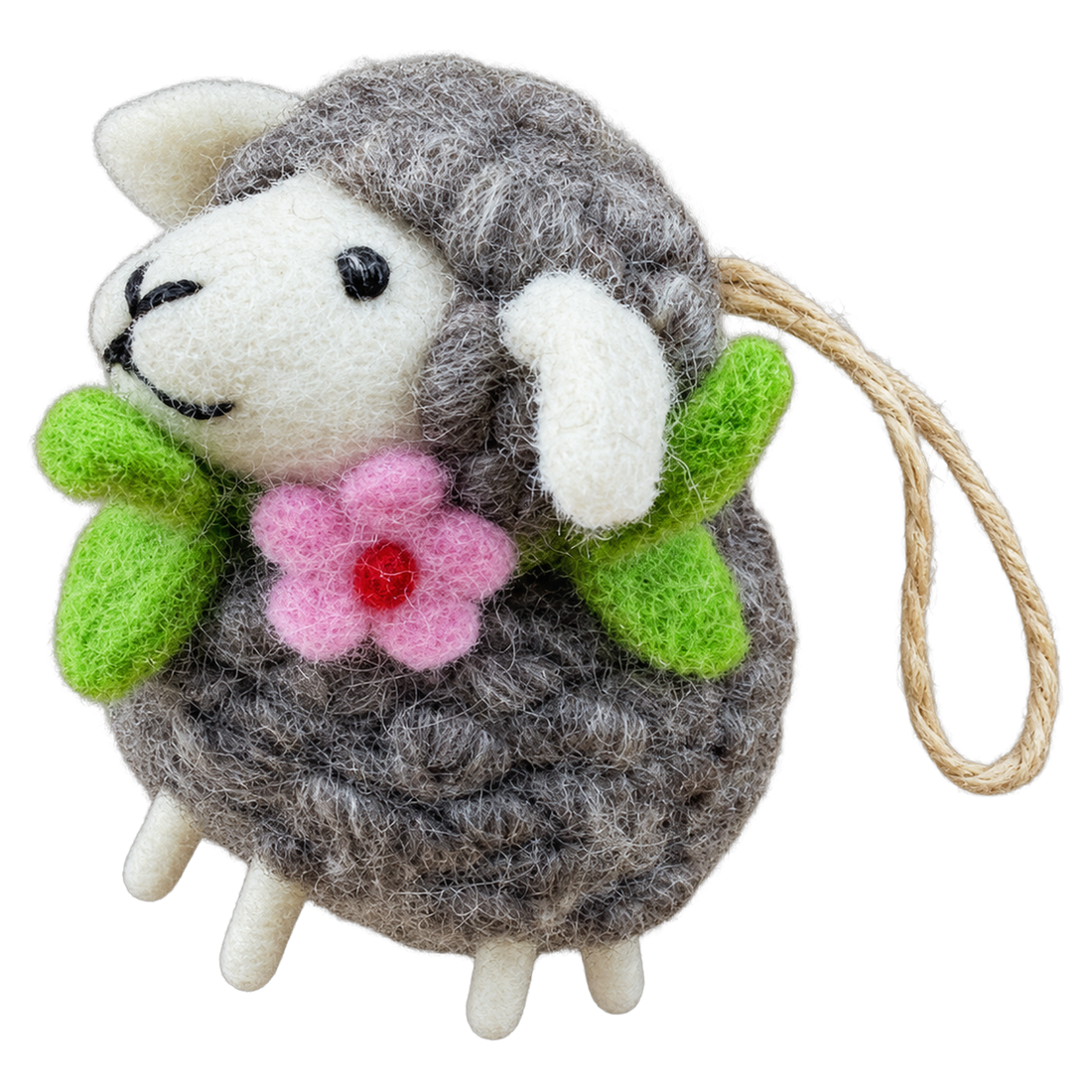 Big Gus Sheep, felt bag charm with a hanging loop