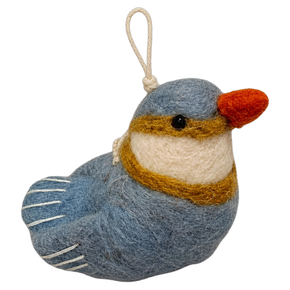 Bluebird, felt bag charm with a hanging loop