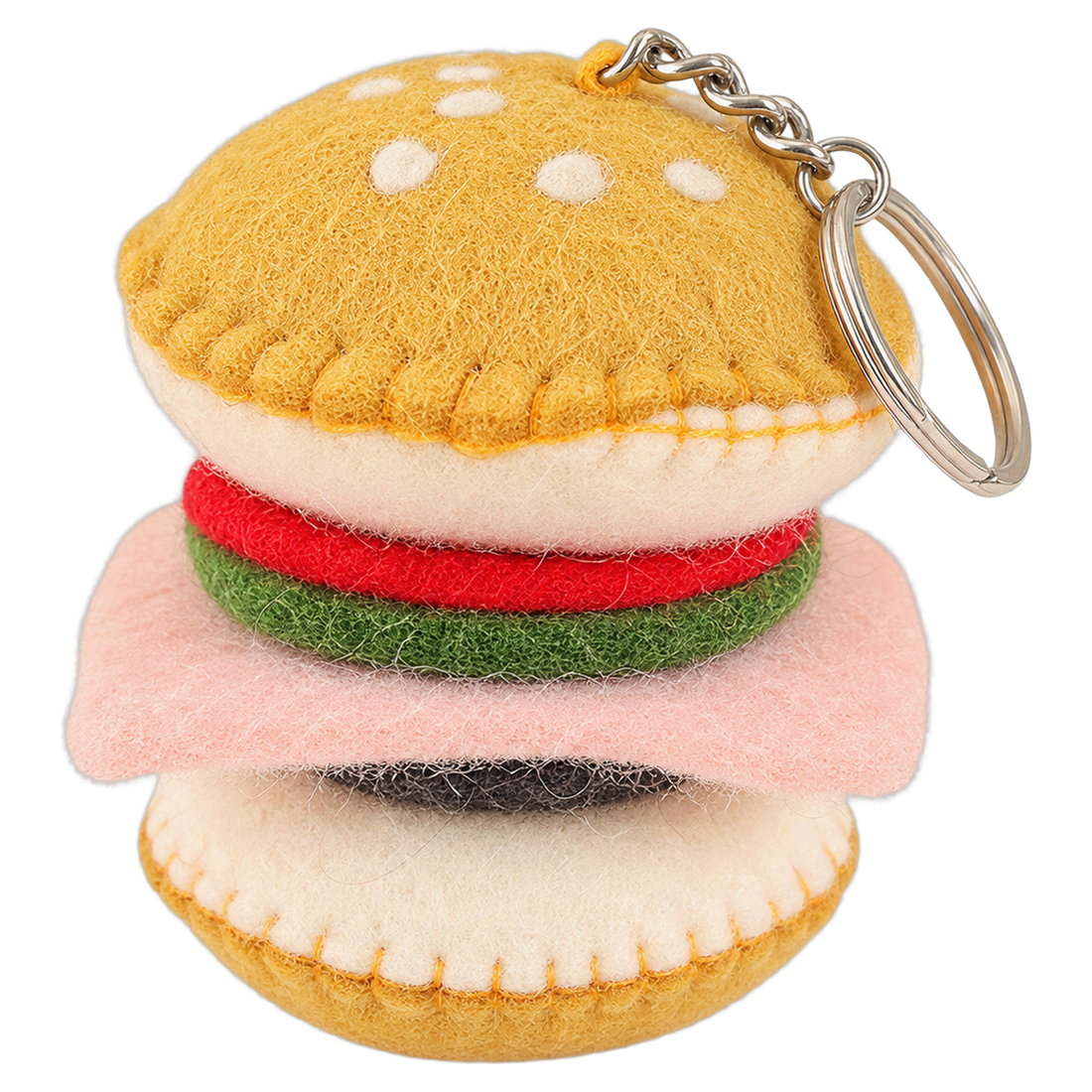 Burger Bob, felt keychain on a key ring