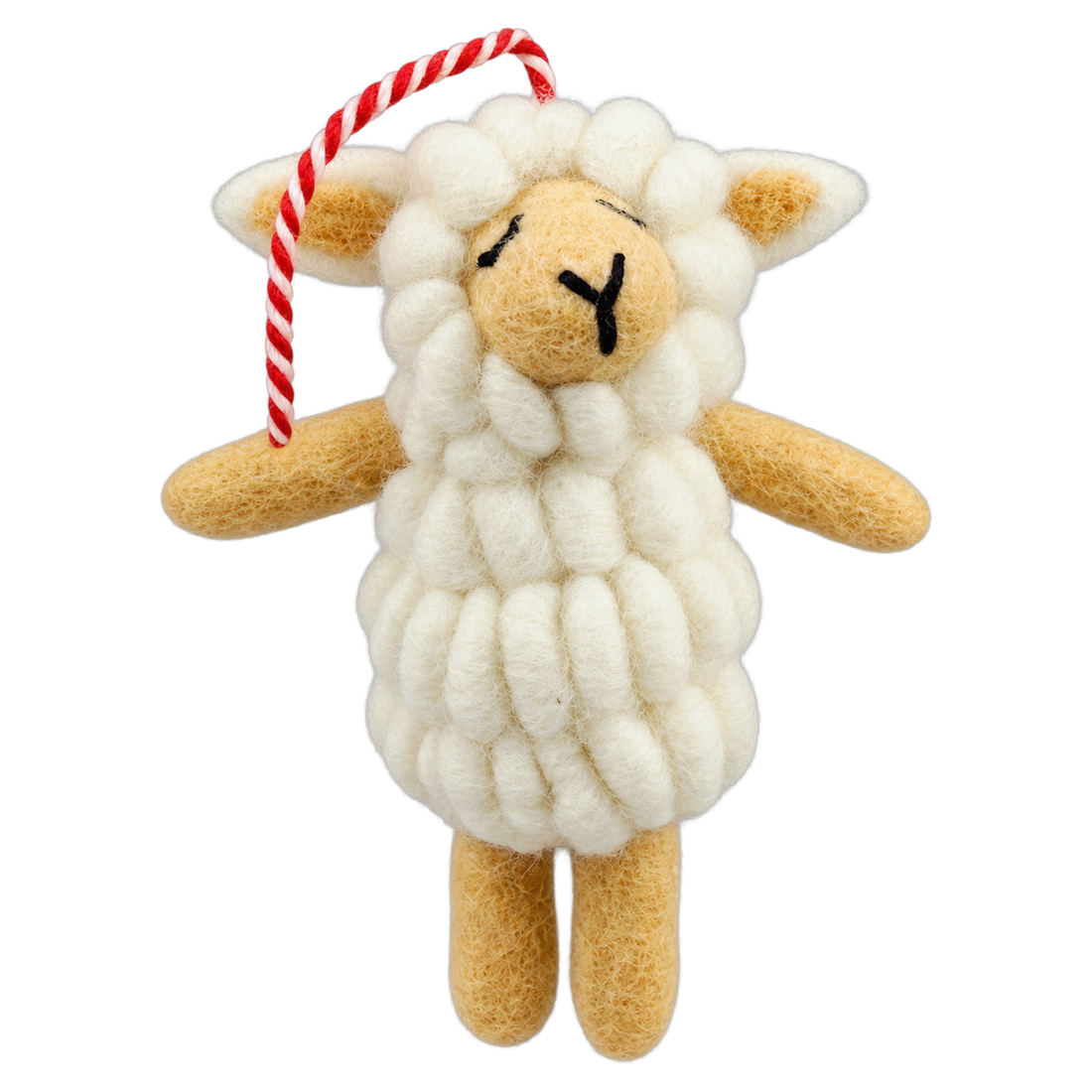 Cloud Sheep, felt bag charm with a hanging loop