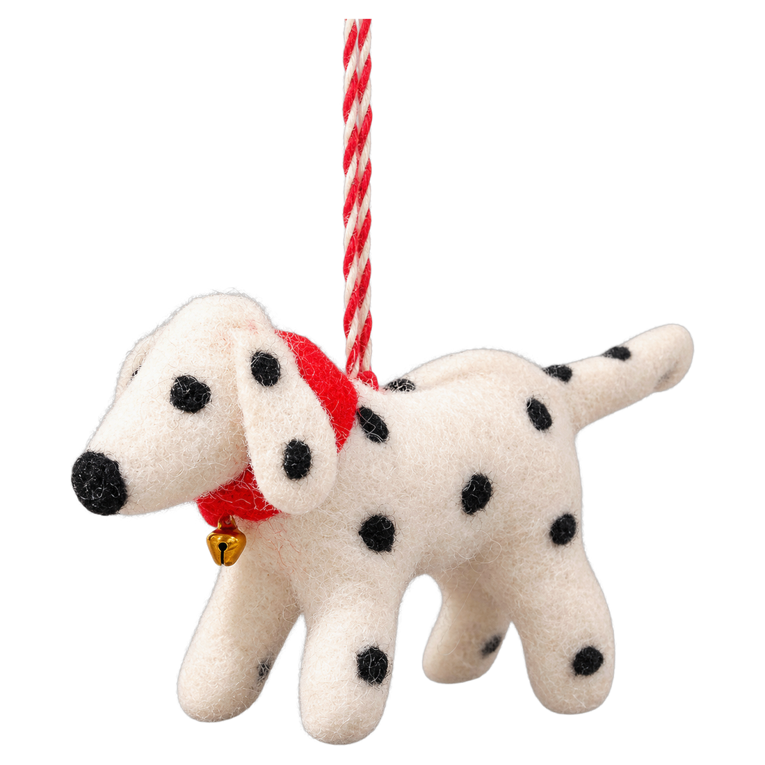 Dotty Dalmatian, felt hanging ornament with a hanging loop