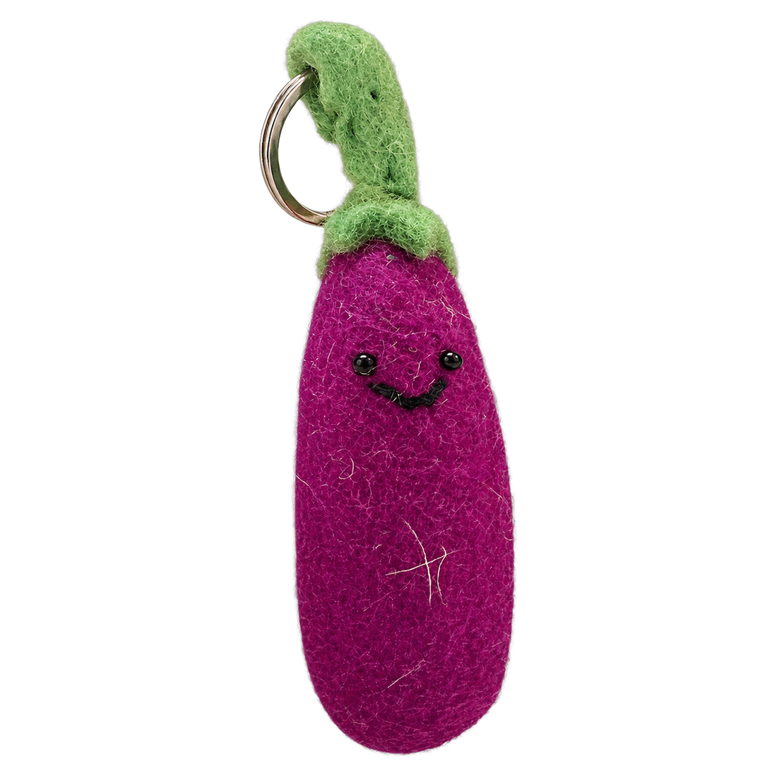 Eggplant Eddie, felt keychain on a key ring
