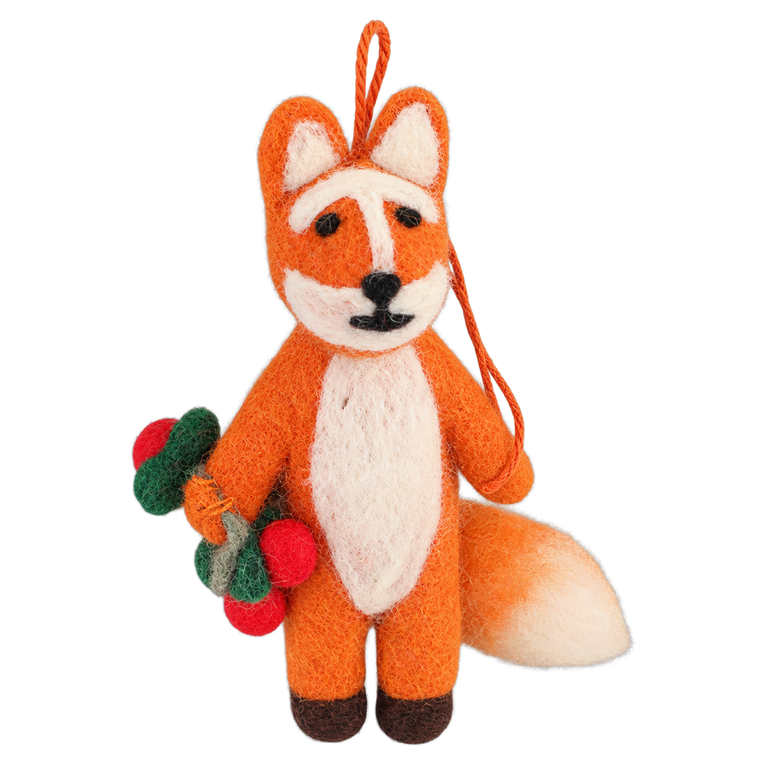Flower Fox, felt hanging ornament with a hanging loop