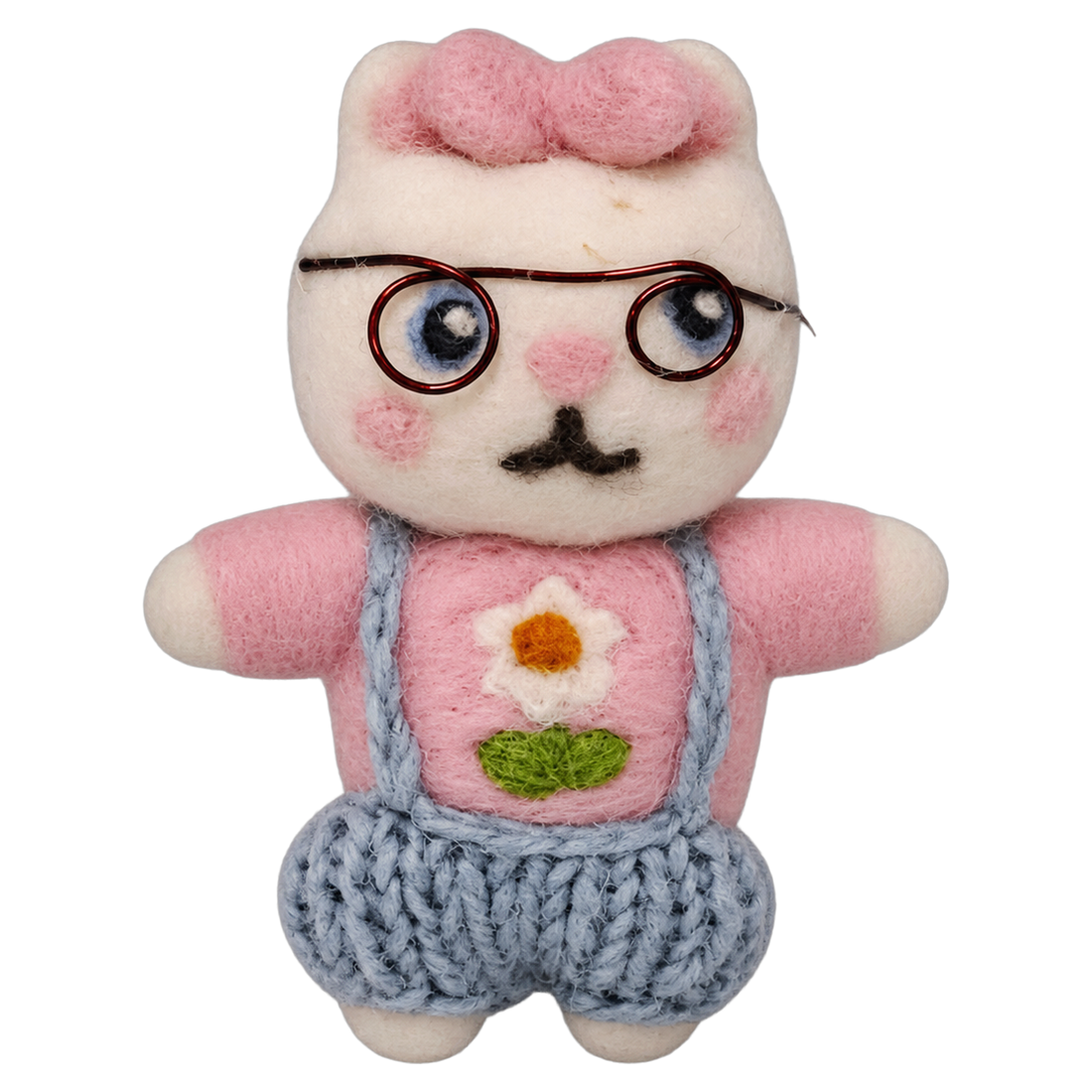 Grandpa Bunny, felt bag charm with a hanging loop