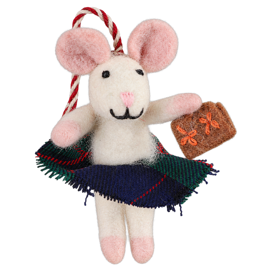 Happy Mouse, felt hanging ornament with a hanging loop