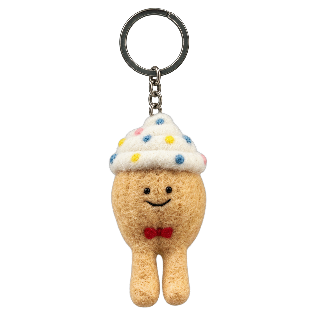 Ice Cream Iggy, felt keychain on a key ring