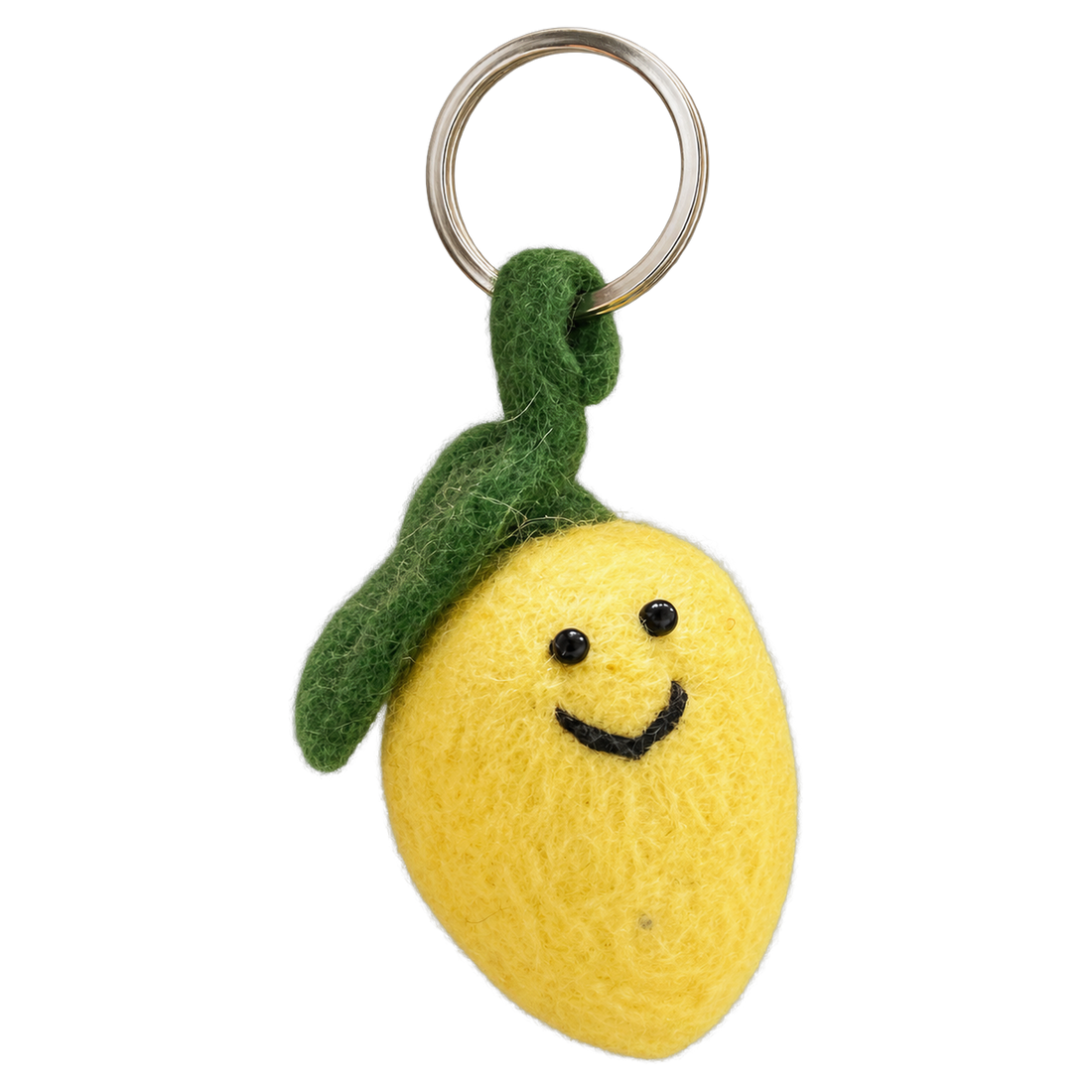 Lemon Drop, felt keychain on a key ring