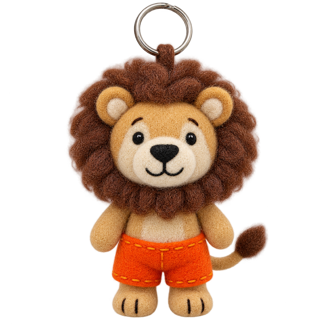 Leo in Shorts, needle-felted wool charm