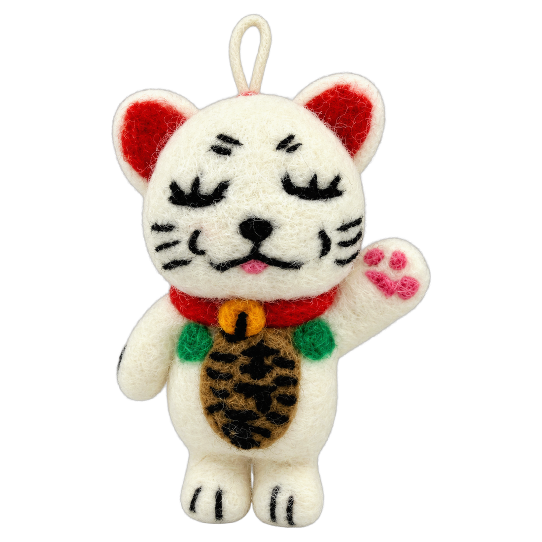 Lucky Cat, felt bag charm with a hanging loop