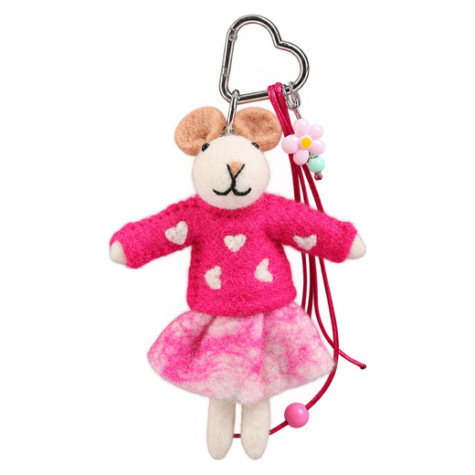 Pink Ballet Mouse – Breloque de sac en feutrine
