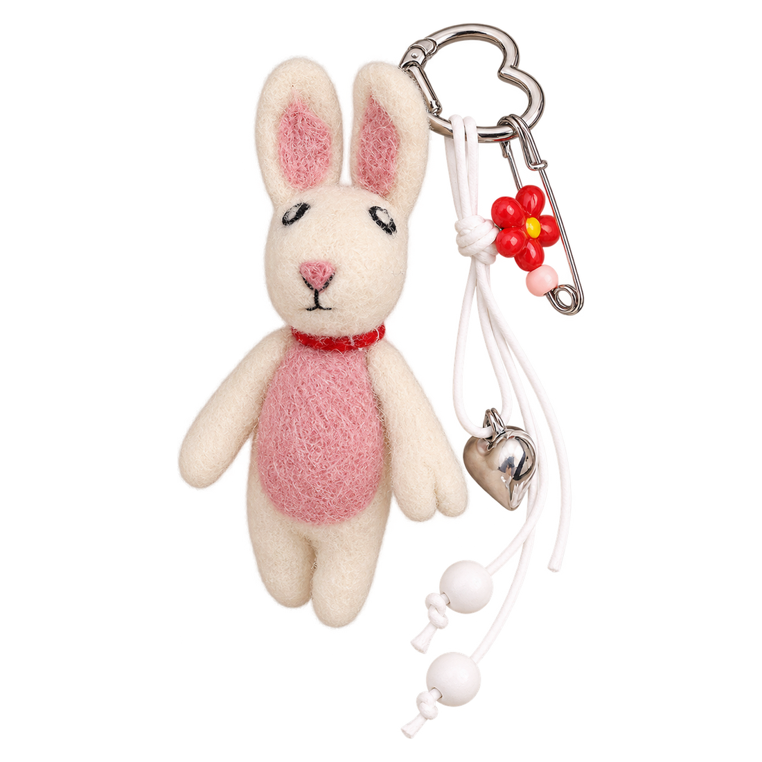 Daydream Bunny, felt bag charm on a clip with a coloured charm cord