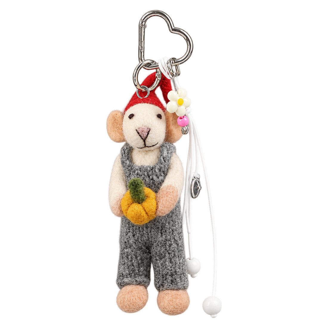 Pumpkin Patch Mouse, felt bag charm on a clip with a coloured charm cord