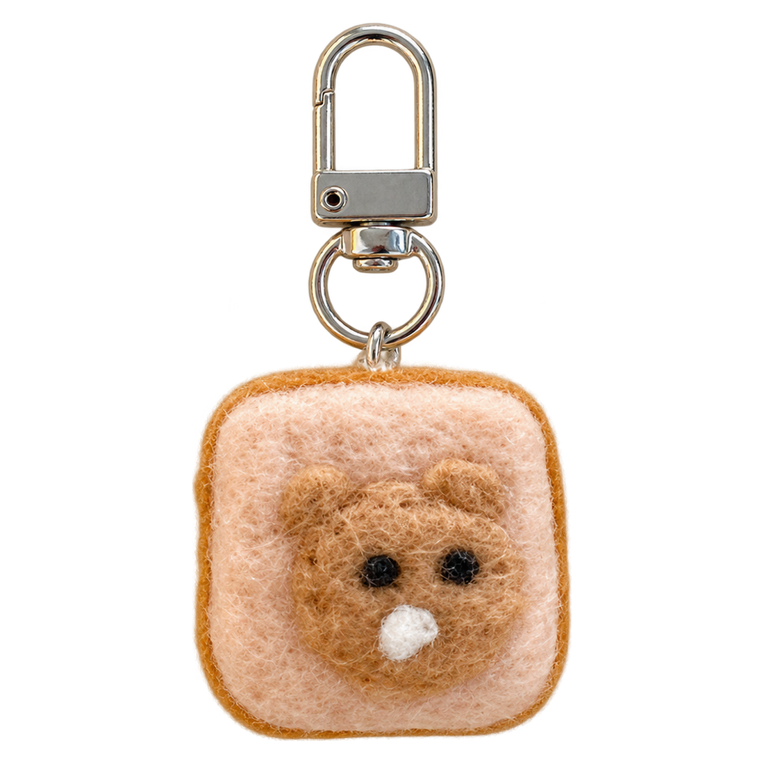 Teddy Toast, felt keychain on a swivel clasp