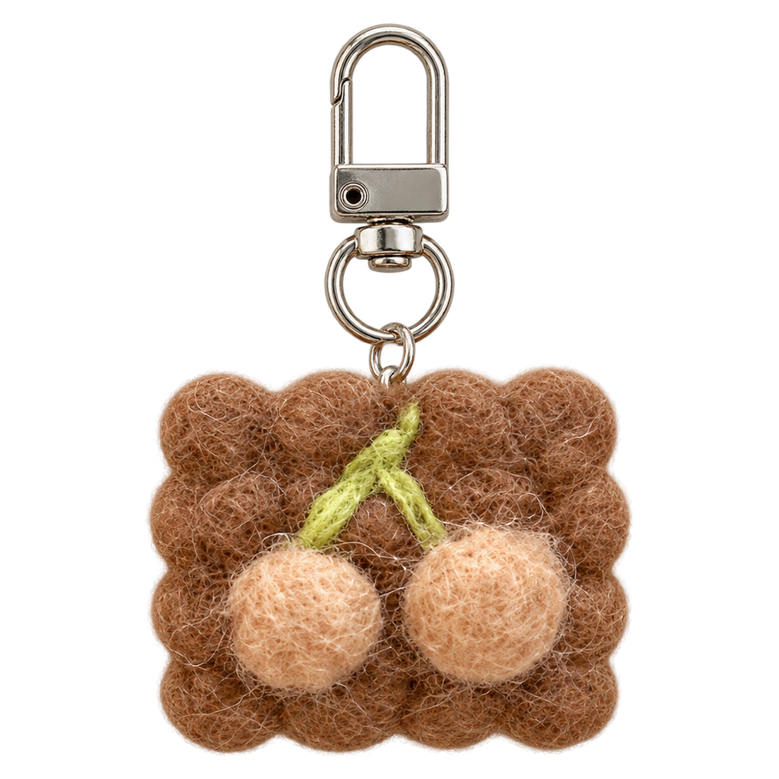 Cherry Biscuit, felt keychain on a swivel clasp