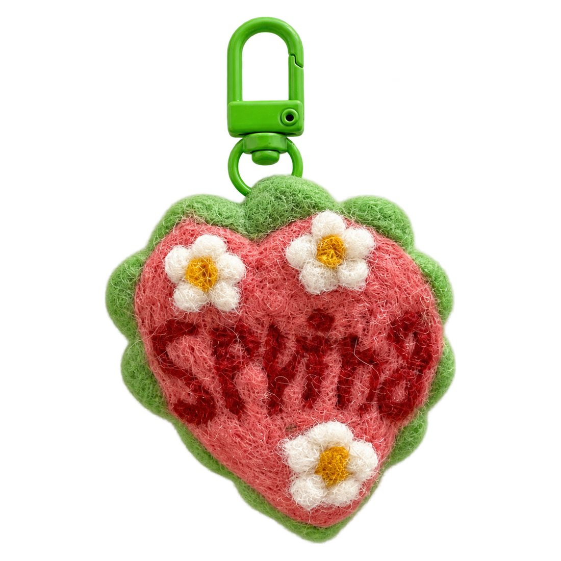 Spring Heart, felt keychain on a swivel clasp