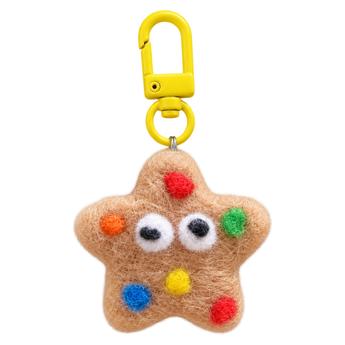 Starry-Eyed Cookie, felt keychain on a swivel clasp