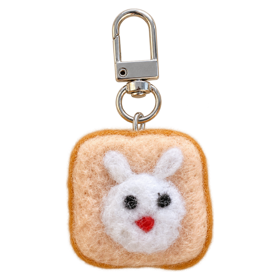 Bunny Toast, felt keychain on a swivel clasp