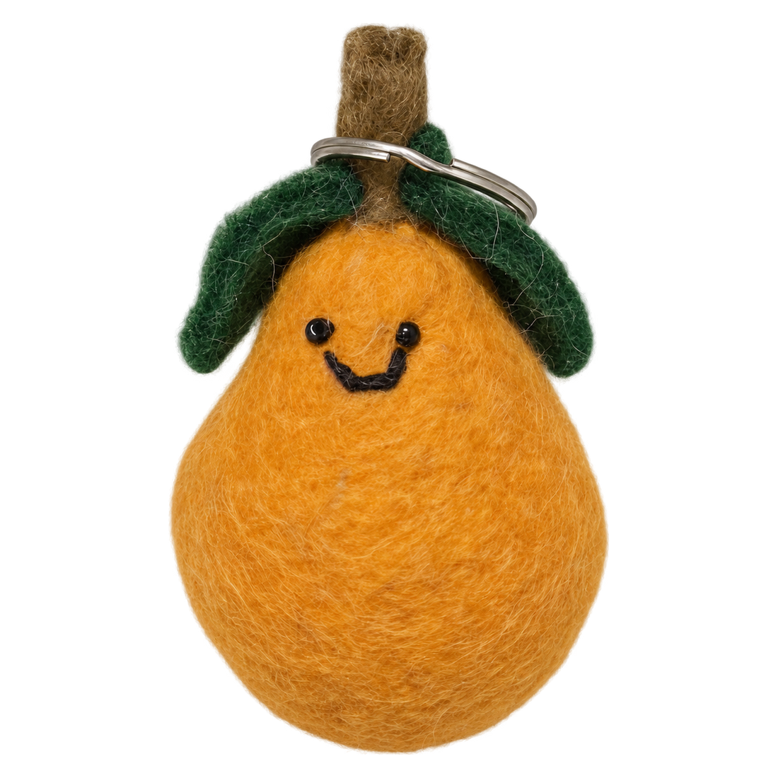 Plump Pomelo, felt keychain on a key ring