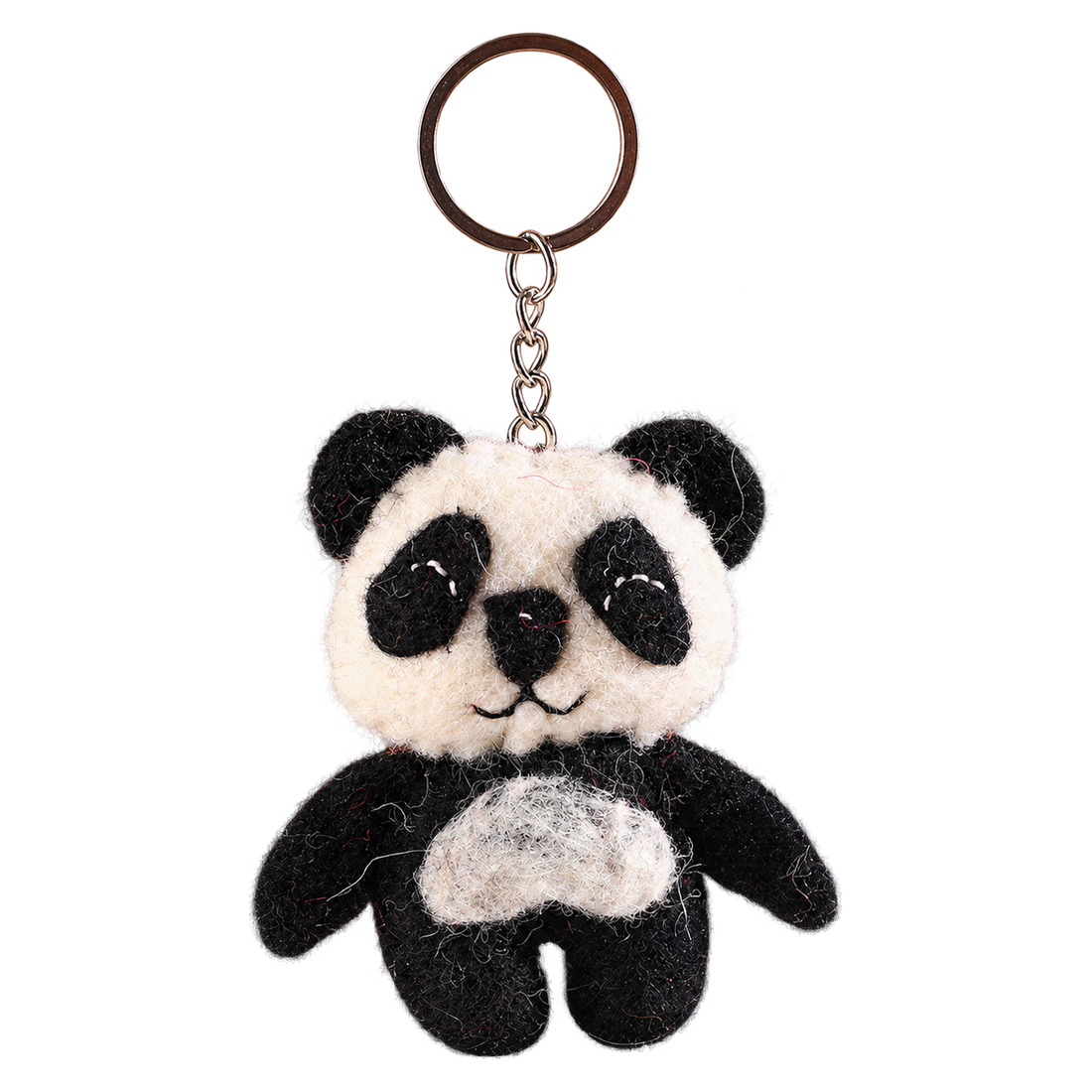 Bamboo the Panda, felt keychain on a key ring