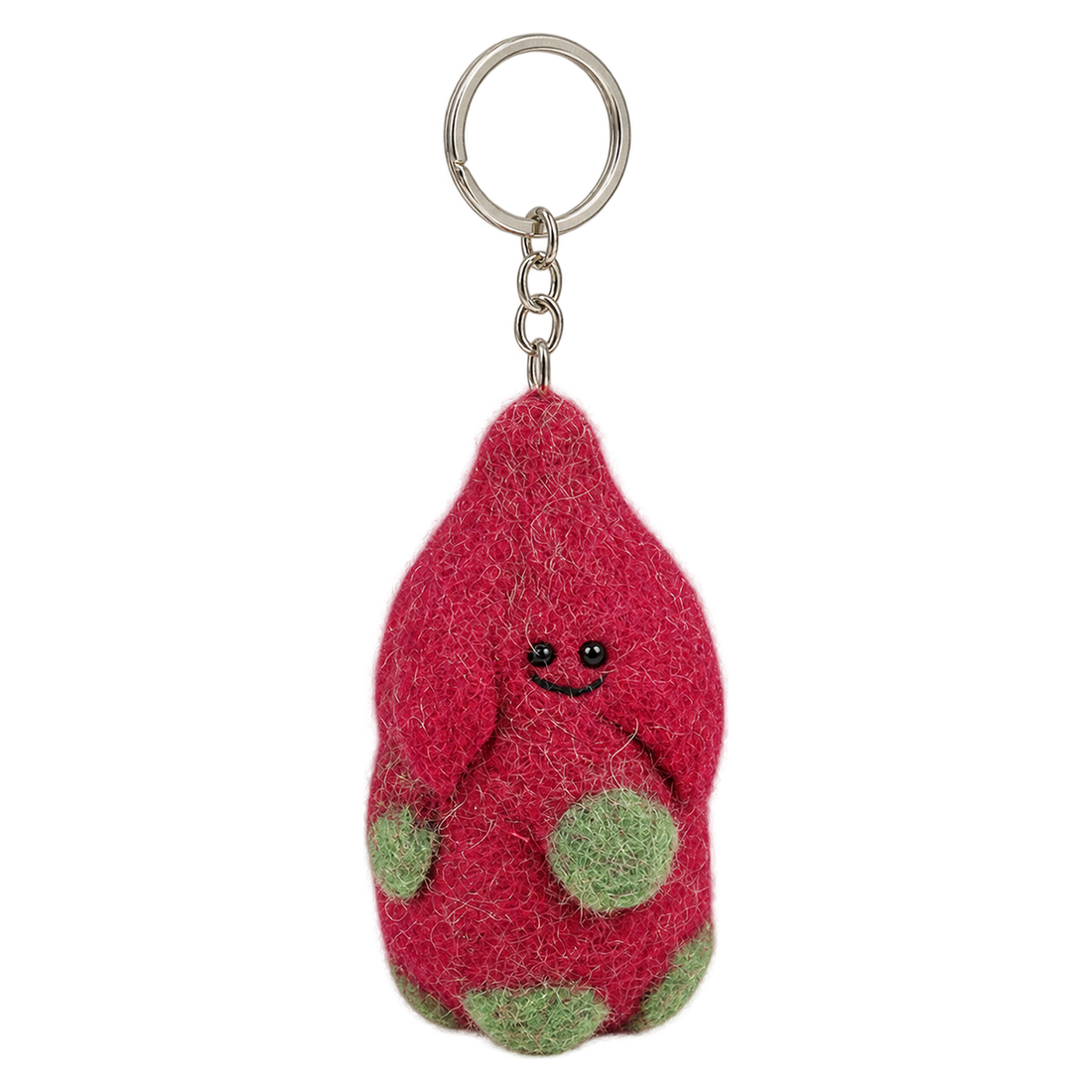 Fierce Dragon Fruit, felt keychain on a key ring