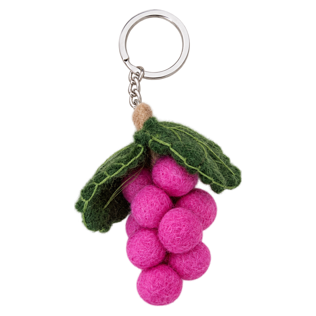 Bubblegum Grapes, felt keychain on a key ring
