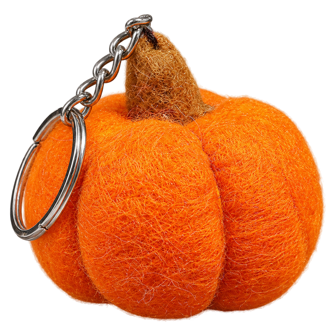Harvest Pumpkin, felt keychain on a key ring