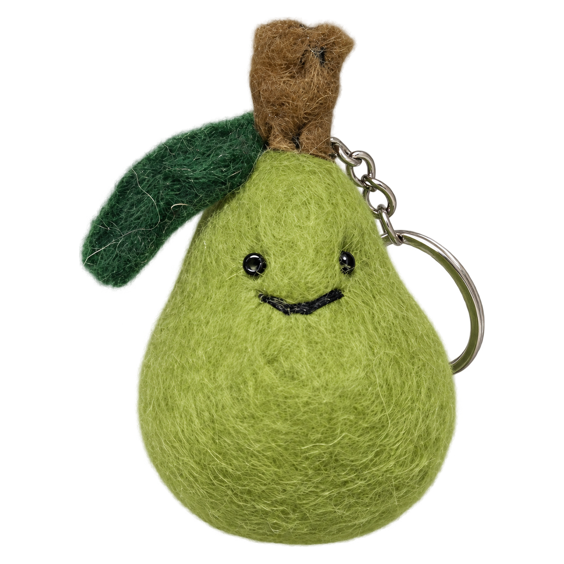 Willow Pear, felt keychain on a key ring