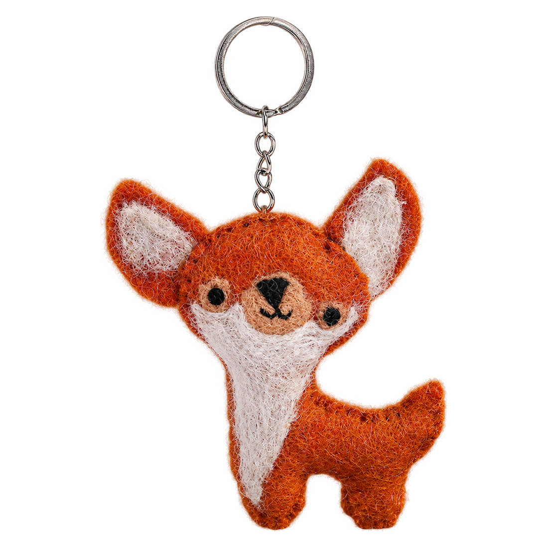 Hazel the Fawn, felt keychain on a key ring
