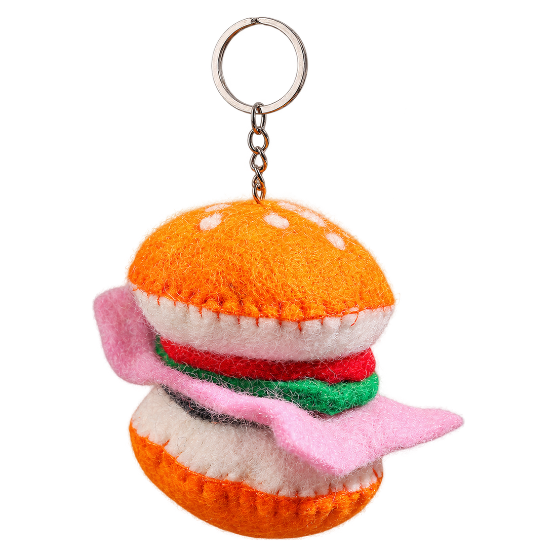 Sunset Burger, felt keychain on a key ring
