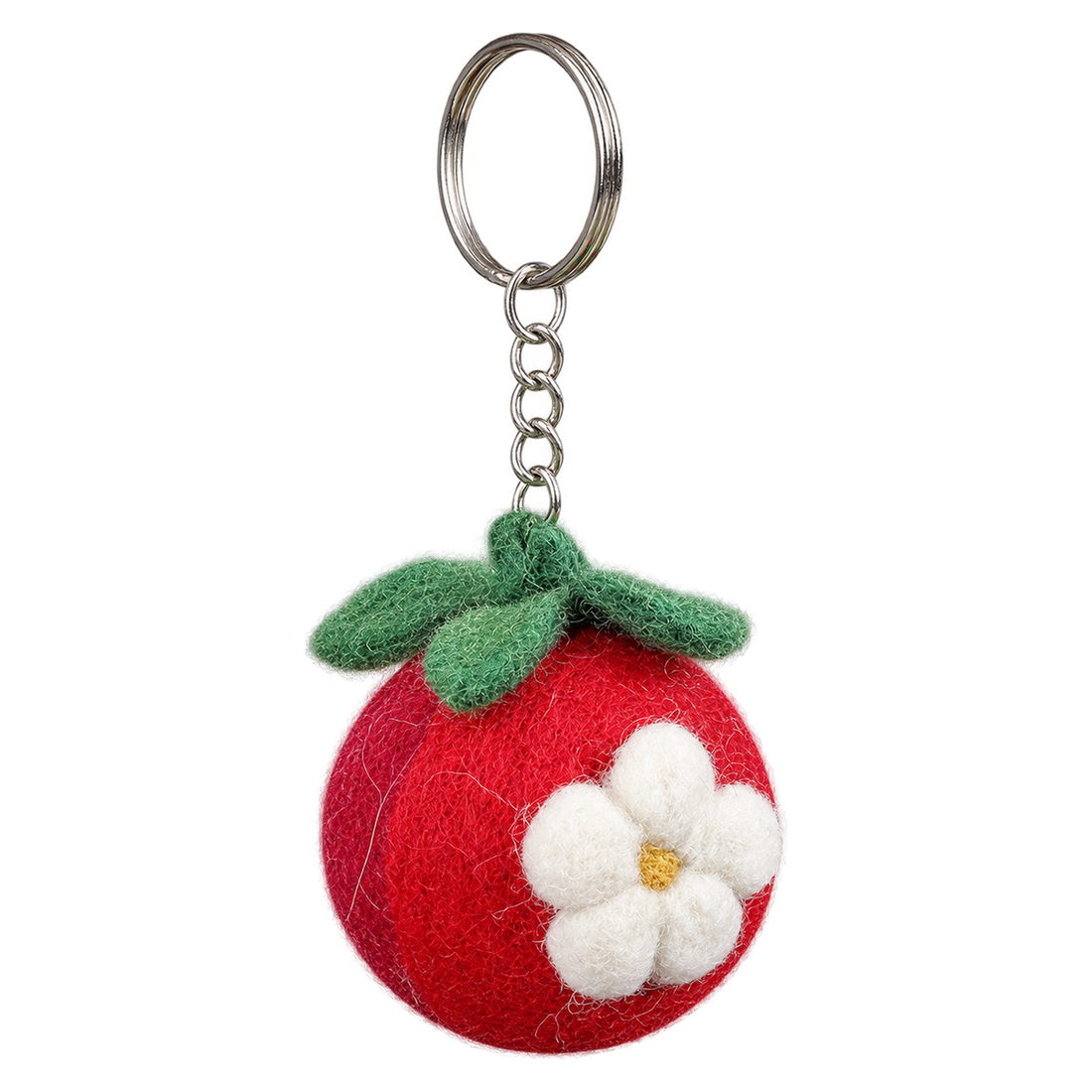 Mona the Mangosteen, felt keychain on a key ring