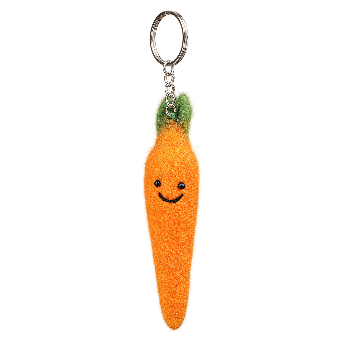 Carrie Carrot, felt keychain on a key ring