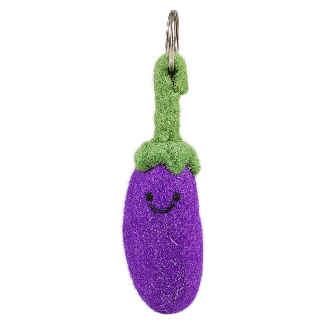 Violet Aubergine, felt keychain on a key ring
