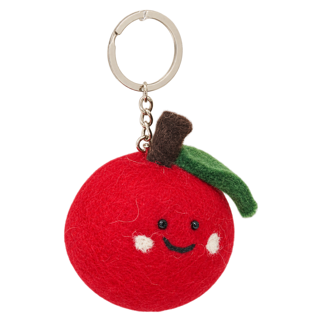 Cheery Apple, felt keychain on a key ring
