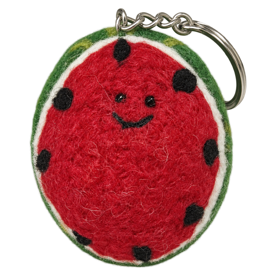 Melvin the Watermelon, felt keychain on a key ring