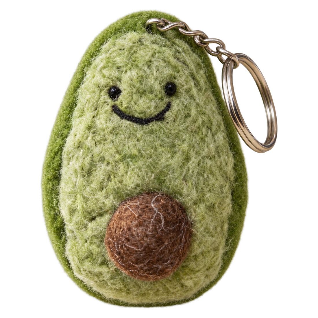 Avery Avocado, felt keychain on a key ring