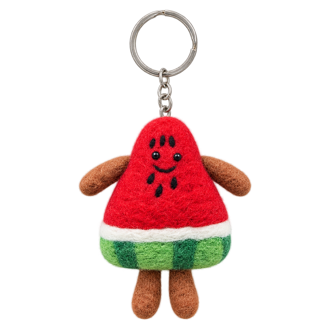 Wanda the Watermelon, felt bag charm on a key ring