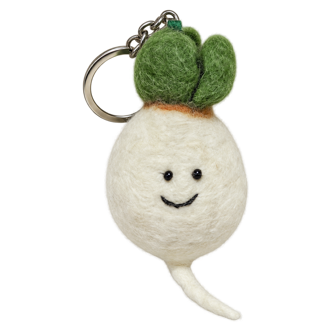Tuppence Turnip, felt keychain on a key ring