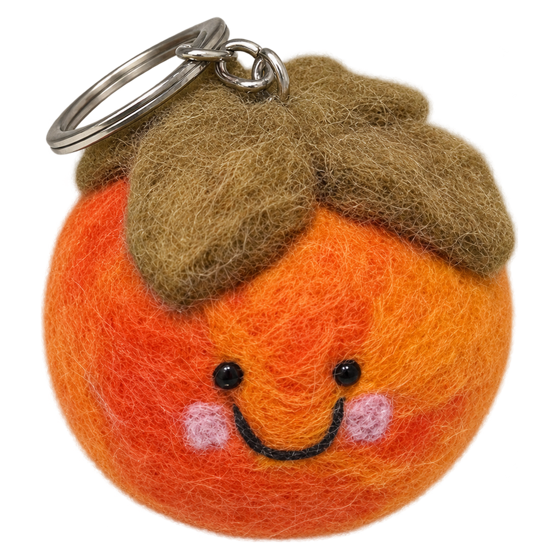 Lucky Persimmon, felt keychain on a key ring