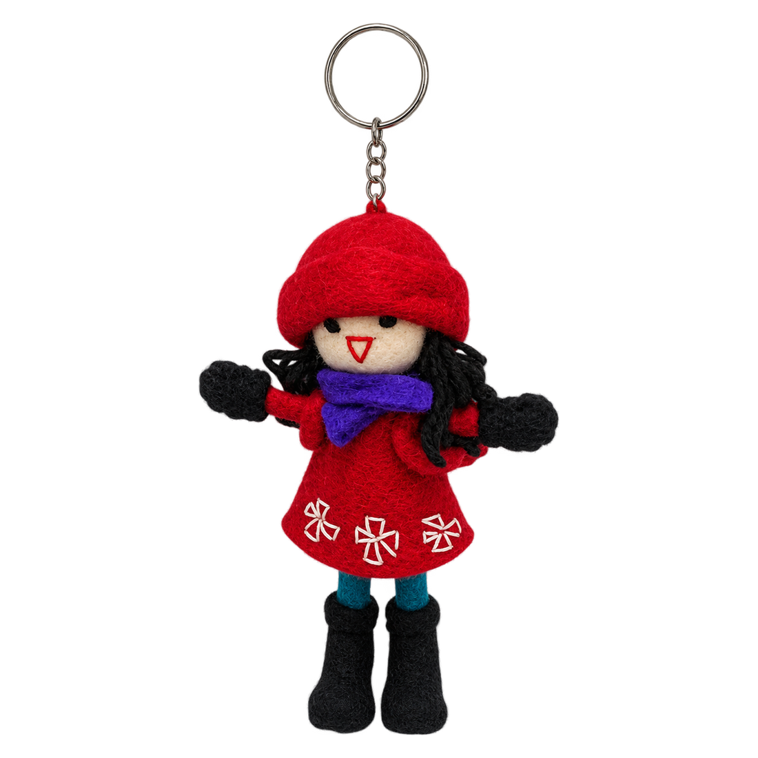 Rosa in Red, felt bag charm on a key ring