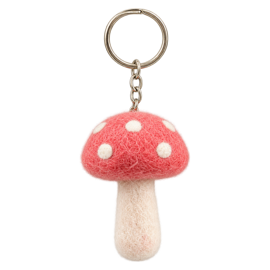 Blossom Toadstool, felt bag charm on a key ring