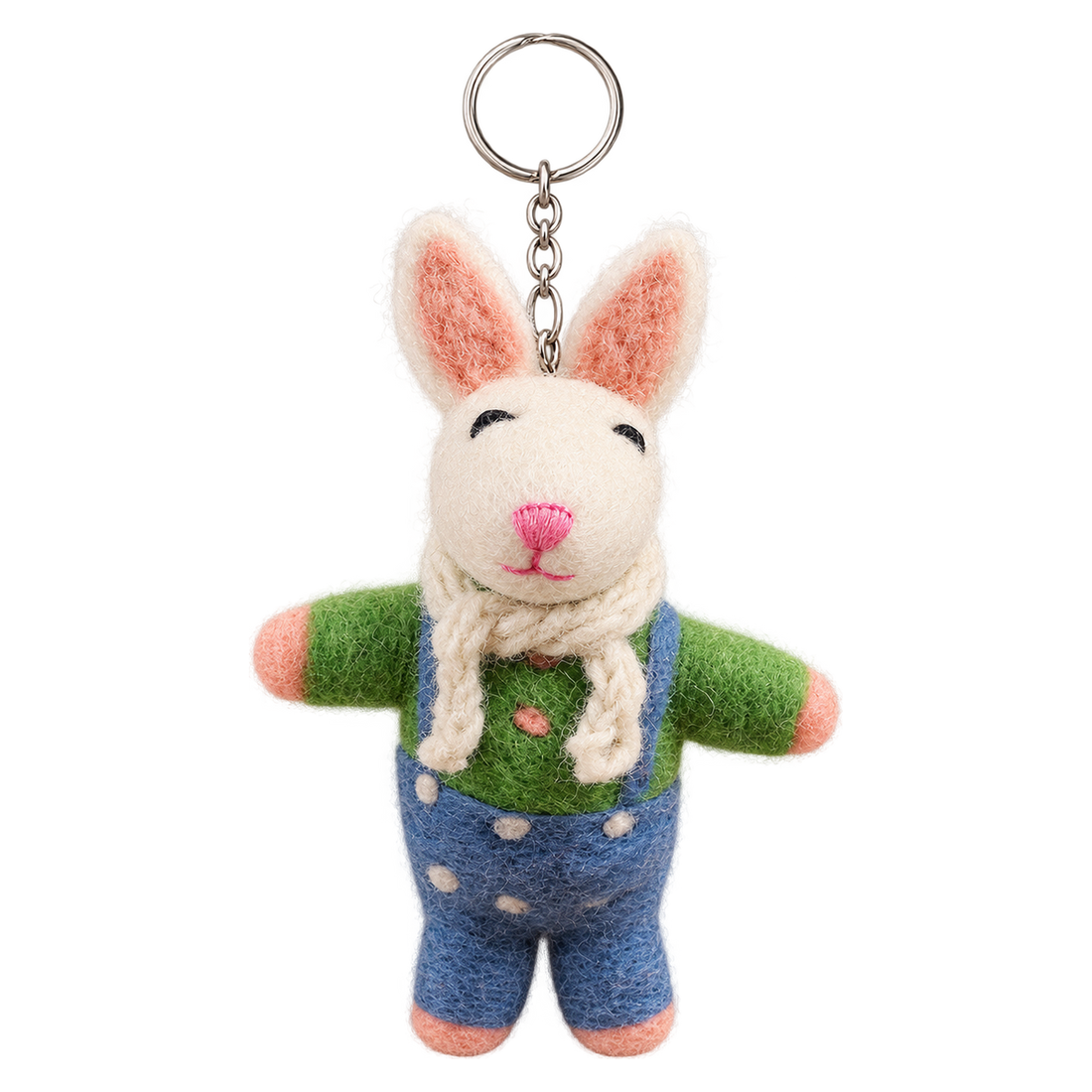 Giggles the Bunny, felt keychain on a key ring