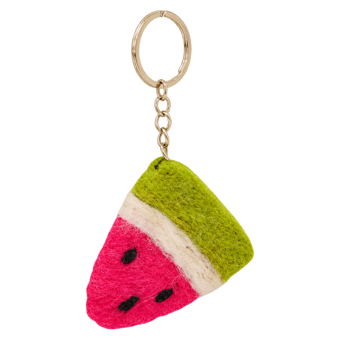 Watermelon Wedge, felt keychain on a key ring