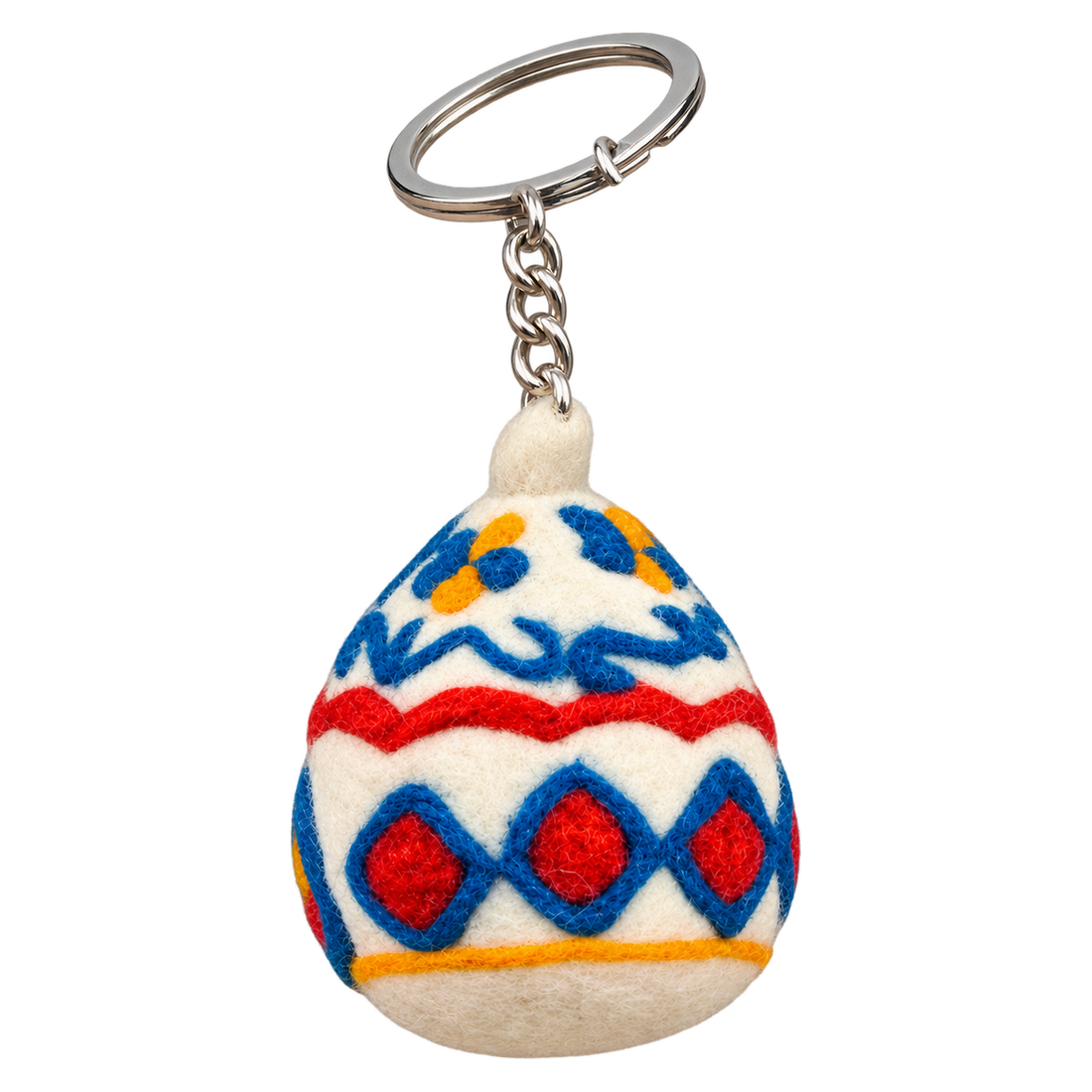Blue Diamond Yurt Charm, felt bag charm on a key ring