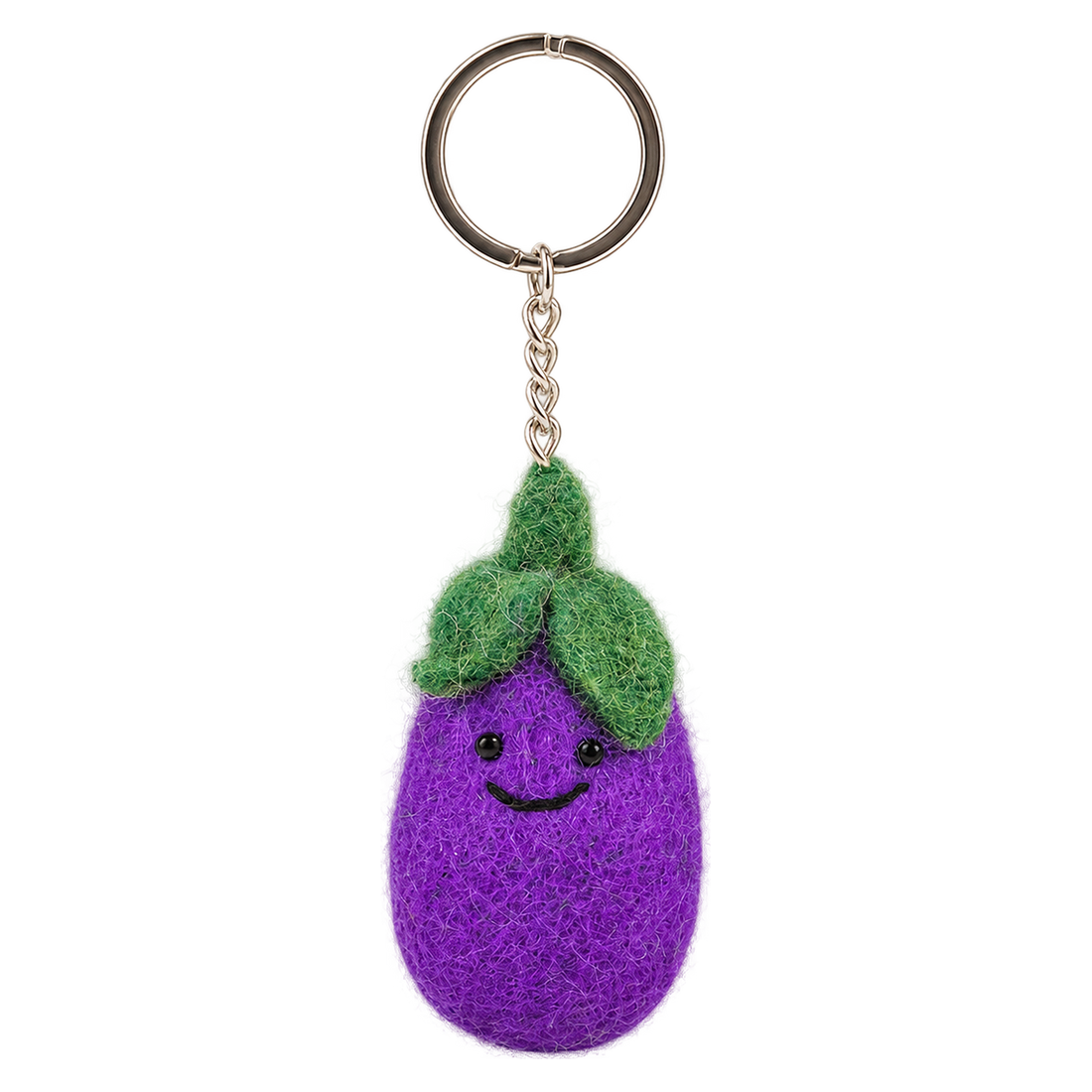 Aubrey Aubergine, felt keychain on a key ring