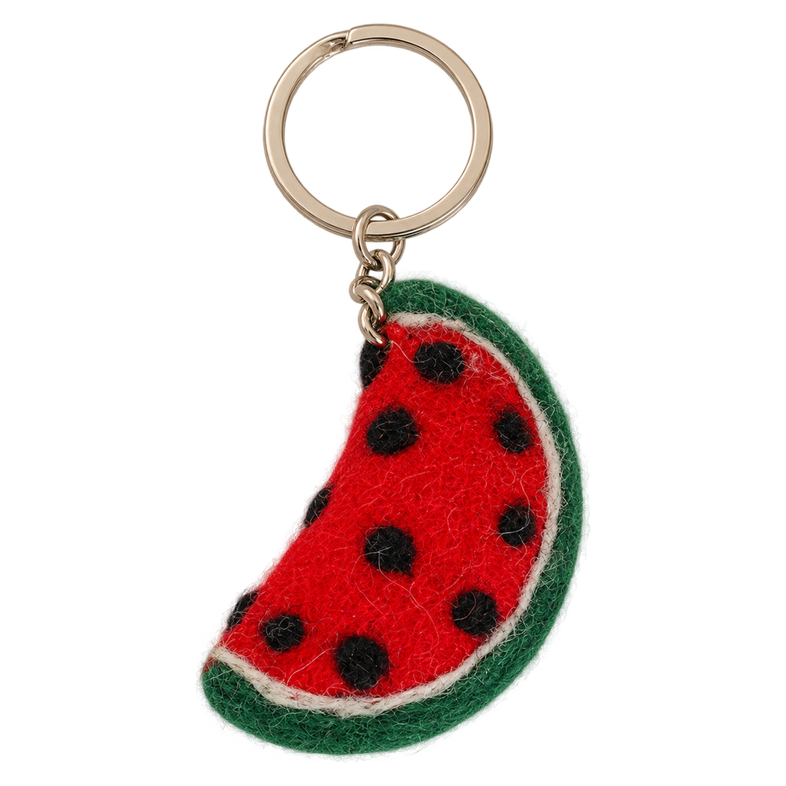 Juicy Melon Slice, felt keychain on a key ring