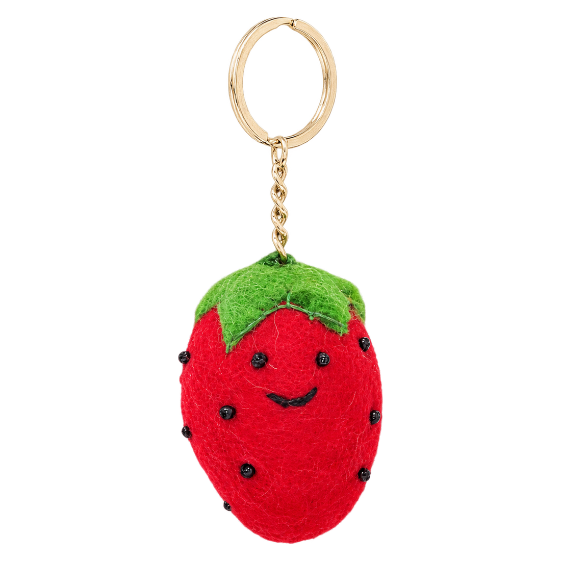 Sadie Strawberry, felt keychain on a key ring