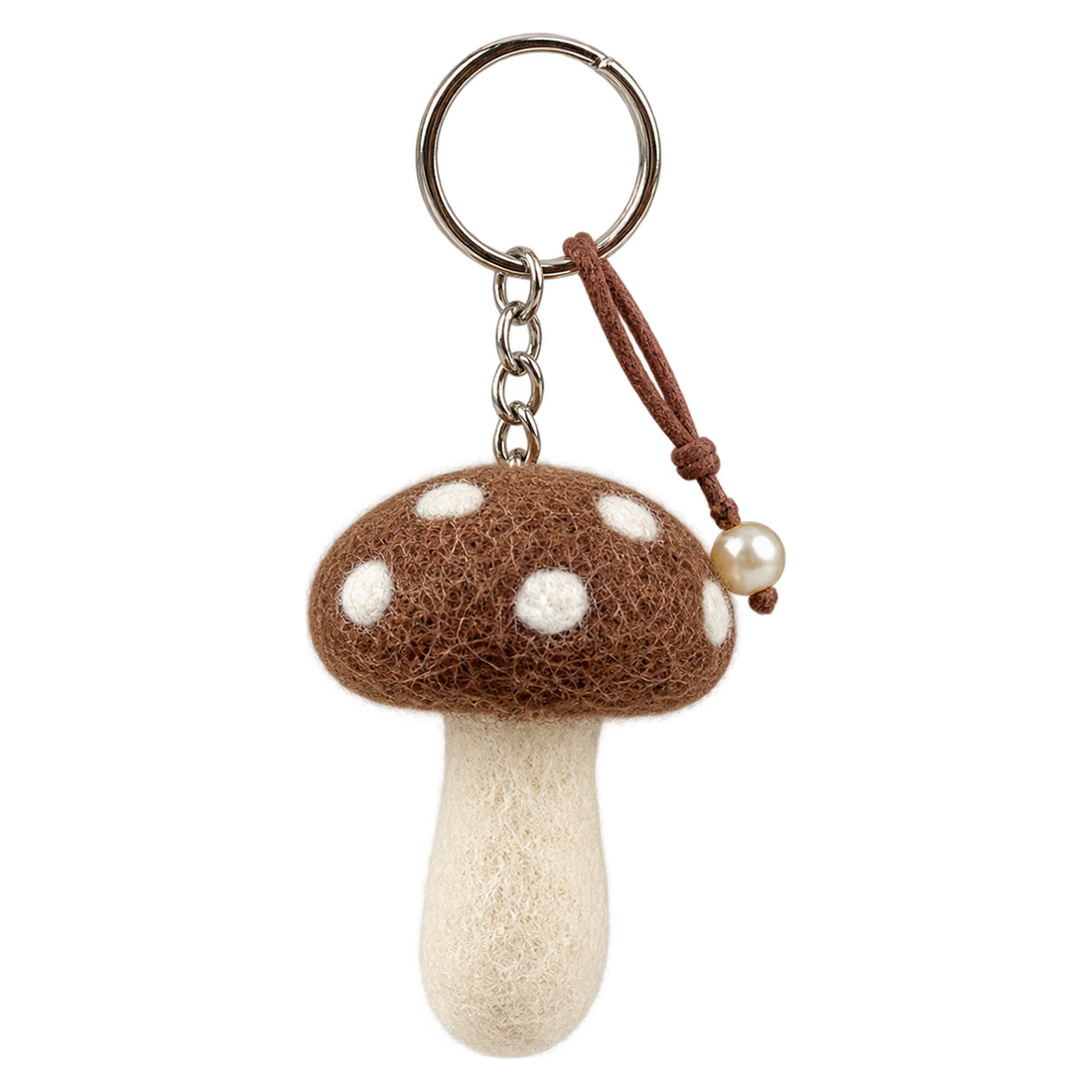 Conker Toadstool, felt bag charm on a key ring